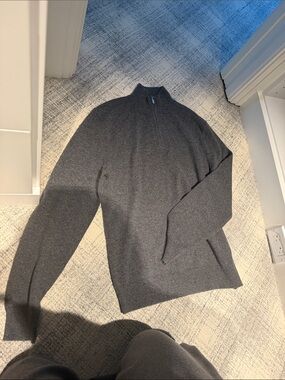 Theory Men's Charcoal Gray Half-Zip Sweater